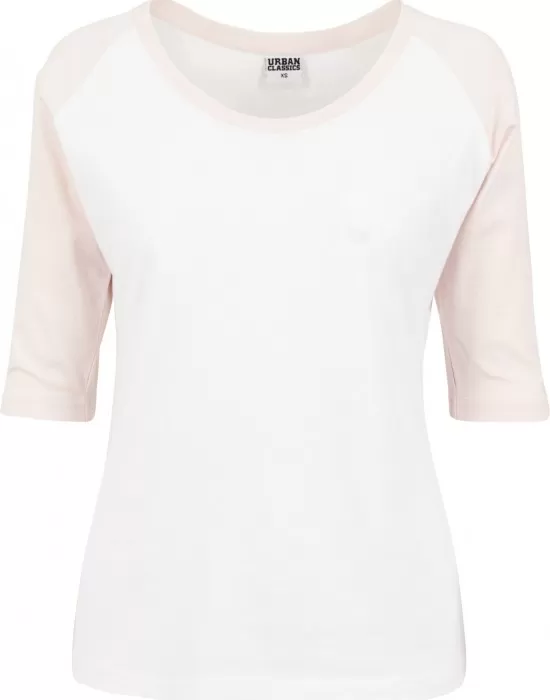 Дамска блуза Urban Classics wht/pink с 3/4 ръкави, Блузи - Hoodstyle.bg
