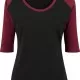 Дамска блуза Urban Classics blk/burgundy с 3/4 ръкави, Блузи - Hoodstyle.bg