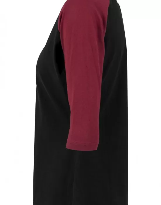 Дамска блуза Urban Classics blk/burgundy с 3/4 ръкави, Блузи - Hoodstyle.bg