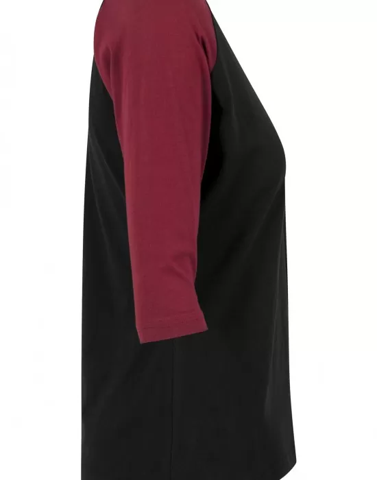 Дамска блуза Urban Classics blk/burgundy с 3/4 ръкави, Блузи - Hoodstyle.bg