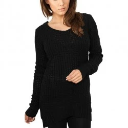 Дамски пуловер в черно Urban Classics Ladies Long Wideneck Sweater