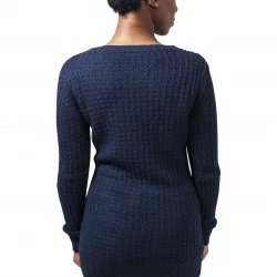 Дамски пуловер в тъмносиньо Urban Classics Ladies Long Wideneck Sweater 