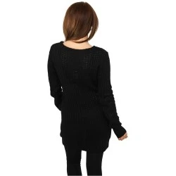 Дамски пуловер в черно Urban Classics Ladies Long Wideneck Sweater