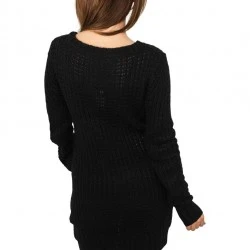 Дамски пуловер в черно Urban Classics Ladies Long Wideneck Sweater