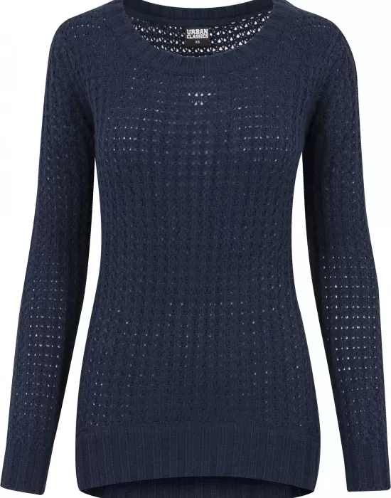 Дамски пуловер в тъмносиньо Urban Classics Ladies Long Wideneck Sweater, Блузи - Hoodstyle.bg