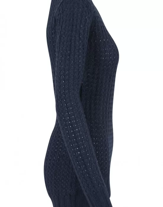 Дамски пуловер в тъмносиньо Urban Classics Ladies Long Wideneck Sweater, Блузи - Hoodstyle.bg