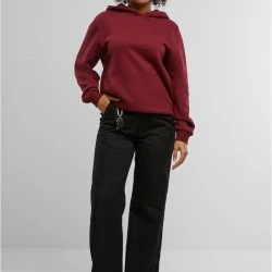 Суичър Ladies Organic Loose Brushed Fleece Hoody burgundy XS