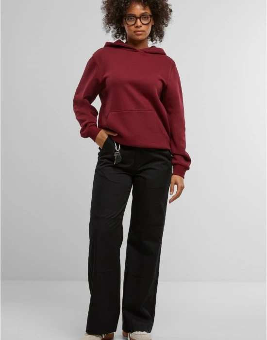 Суичър Ladies Organic Loose Brushed Fleece Hoody burgundy XS