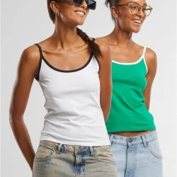 2 Броя Дамски Потници Ladies Contrast Basic Top 2-Pack froggreen/white+white/black XXL