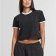 Тениска Ladies Contrast Retro T-Shirt black/white XXL