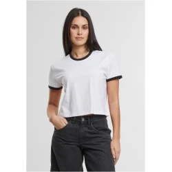 Тениска Ladies Contrast Retro T-Shirt white/black XXL