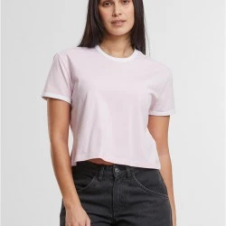 Тениска Ladies Contrast Retro T-Shirt blushedrose/white XXL