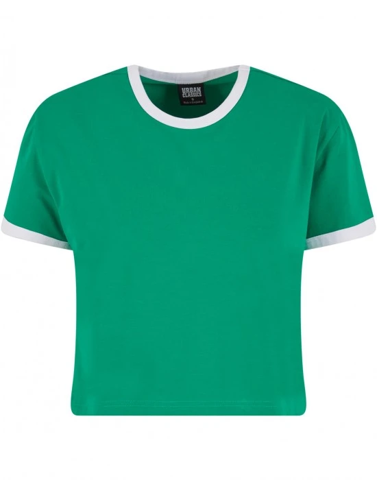 Тениска Ladies Contrast Retro T-Shirt froggreen/white XXL