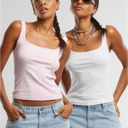 2 Броя Дамски Потници Ladies Wide Neck Rib Top 2-Pack white+blushedrose XXL