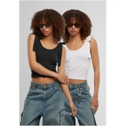 2 Броя Дамски Потници Ladies Tied Basic Jersey Top 2-Pack black/white XXL