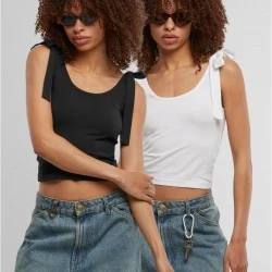 2 Броя Дамски Потници Ladies Tied Basic Jersey Top 2-Pack black/white XXL