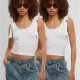 2 Броя Дамски Потници Ladies Tied Basic Jersey Top 2-Pack white/white XXL