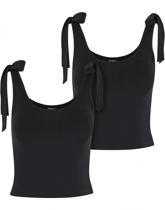 2 Броя Дамски Потници Ladies Tied Basic Jersey Top 2-Pack black/black XXL