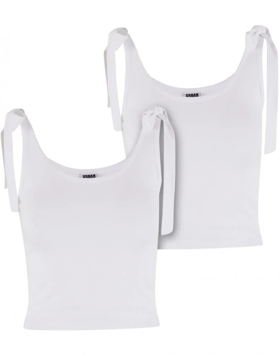 2 Броя Дамски Потници Ladies Tied Basic Jersey Top 2-Pack white/white XXL