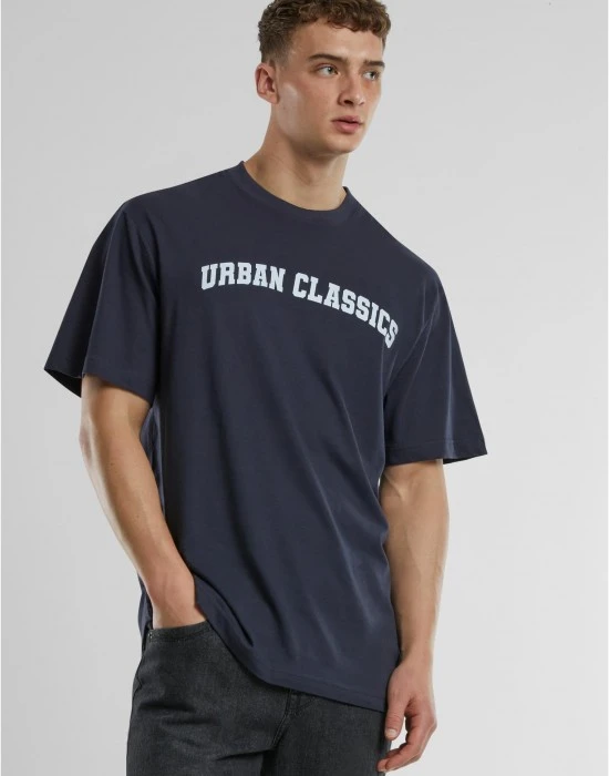 Мъжка тениска urban Classics UC College Logo navy, Овърсайз - Hoodstyle.bg