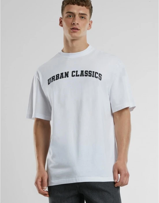 Мъжка тениска Urban Classics UC College Logo white, Овърсайз - Hoodstyle.bg