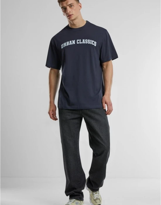 Мъжка тениска urban Classics UC College Logo navy, Овърсайз - Hoodstyle.bg
