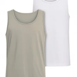 2 Броя Мъжки ПотнициJersey Loose Tank 2-Pack paleolive+white XXL