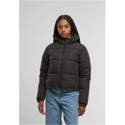 Суичър Ladies Peached Puffer Jacket With Hood black XXL