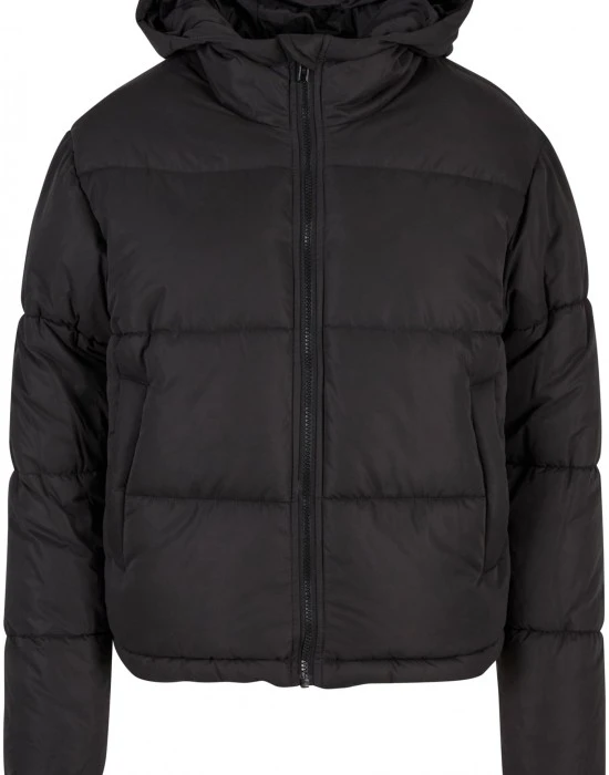 Суичър Ladies Peached Puffer Jacket With Hood black XXL