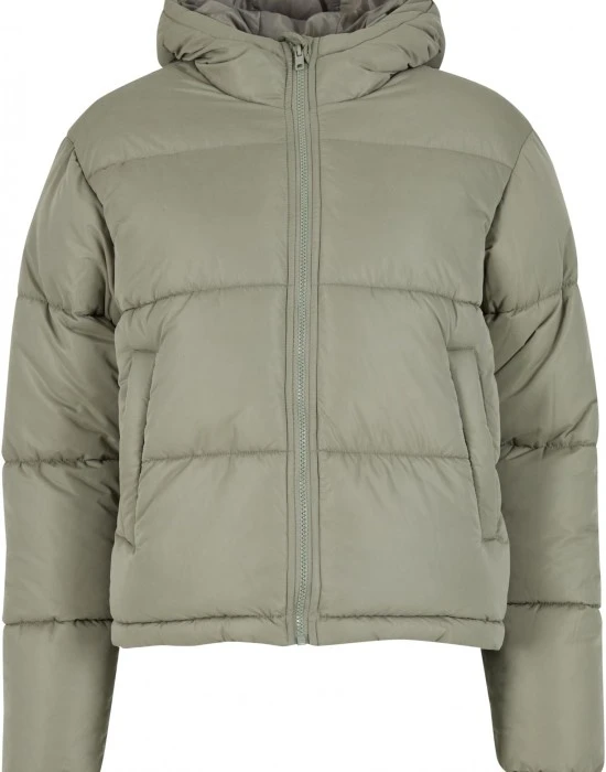 Суичър Ladies Peached Puffer Jacket With Hood paleolive XXL