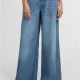 Дамски Дънки Ladies Wide Leg Denim mid deep blue washed 29