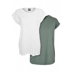 Комплект два броя дамски тениски в зелен и бял цвят Urban Classics Ladies Pack