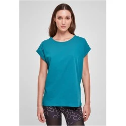 Дамска тениска в цвят тюркоаз Urban Classics Ladies Shoulder Tee
