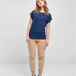 Дамска тениска в син цвят Urban Classics Ladies Shoulder Tee 