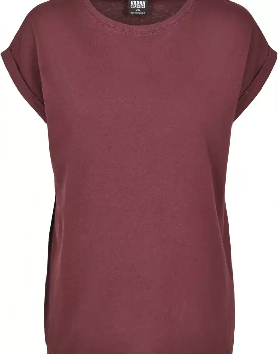 Дамска тениска в тъмночервен цвят Urban Classics Ladies Extended Shoulder Tee redwine, Тениски - Hoodstyle.bg