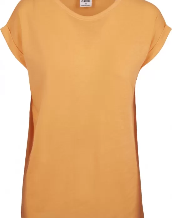 Дамска тениска в оранжев цвят Urban Classics Ladies Extended Shoulder Tee papaya, Тениски - Hoodstyle.bg