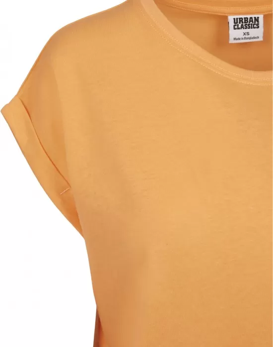 Дамска тениска в оранжев цвят Urban Classics Ladies Extended Shoulder Tee papaya, Тениски - Hoodstyle.bg