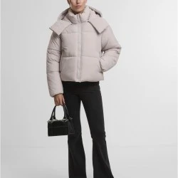 Суичър Ladies Hooded Collar Puffer Jacket cloud XS