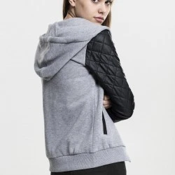 Дамски суичър Urban Classics с кожени ръкави gry/blk XS