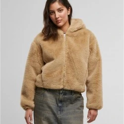 Суичър Ladies Full Zip Faux Fur Hoodie wetsand XS