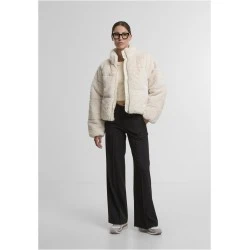 Дамско  Пухено Яке Ladies Short Faux Fur Puffer Jacket whitesand XS