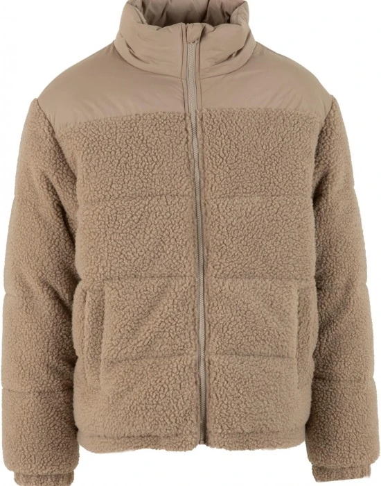 Мъжко Пухено Яке Fabric Mix Teddy Puffer Jacket darktaupe XXL
