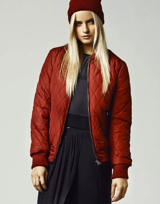 Дамско яке бомбър Urban Classics в цвят бордо, Якета - Hoodstyle.bg