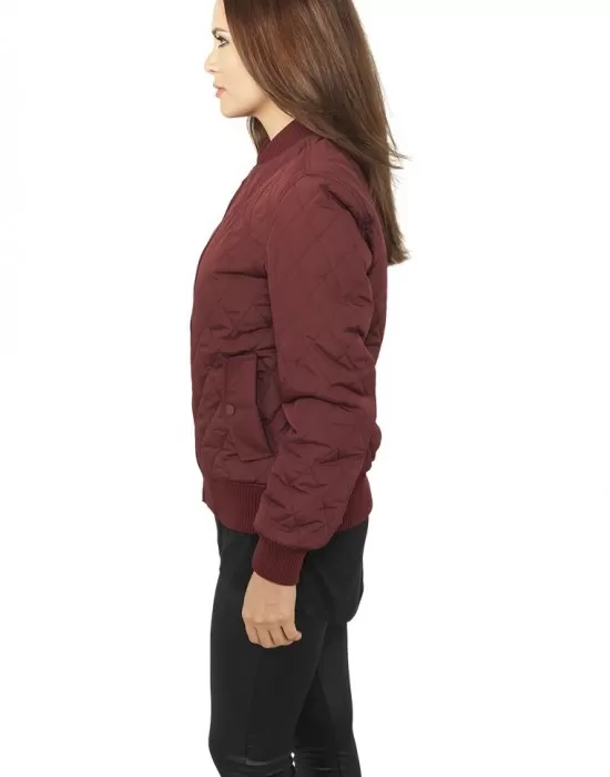Дамско яке бомбър Urban Classics в цвят бордо, Якета - Hoodstyle.bg