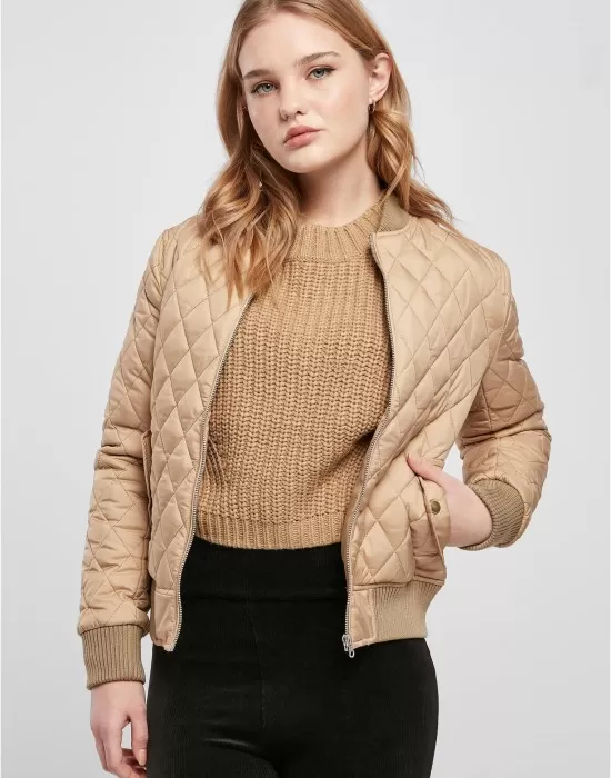 Дамско яке тип бомбър в бежов цвят Urban Classics Jacket, Якета - Hoodstyle.bg