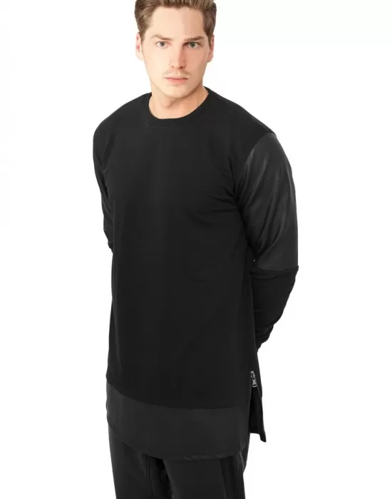 Дълга блуза с ципове Urban Classics в черен цвят, Блузи - Hoodstyle.bg