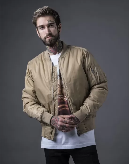 Мъжко бежово яке тип бомбър Urban Classics beige, Якета Пролет / Есен - Hoodstyle.bg