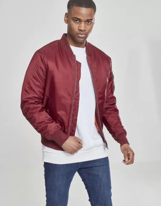 Мъжко яке тип бомбър Urban Classics burgundy в бордо, Бомбъри - Hoodstyle.bg