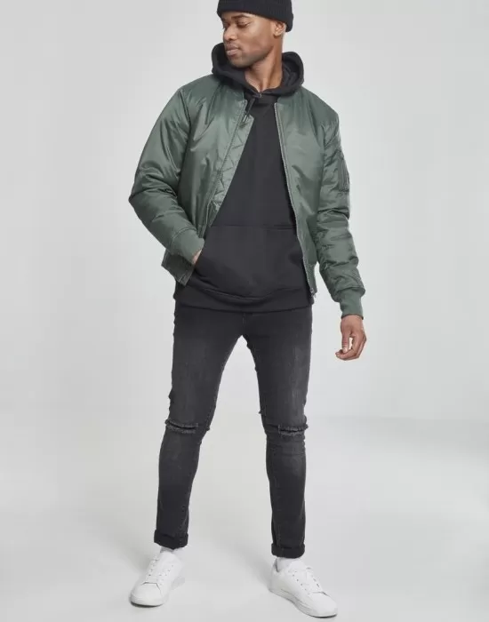 Мъжко яке тип бомбър Urban Classics olive в цвят маслина, Бомбъри - Hoodstyle.bg