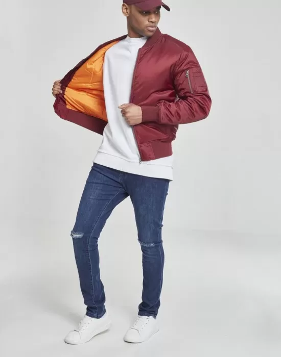 Мъжко яке тип бомбър Urban Classics burgundy в бордо, Бомбъри - Hoodstyle.bg